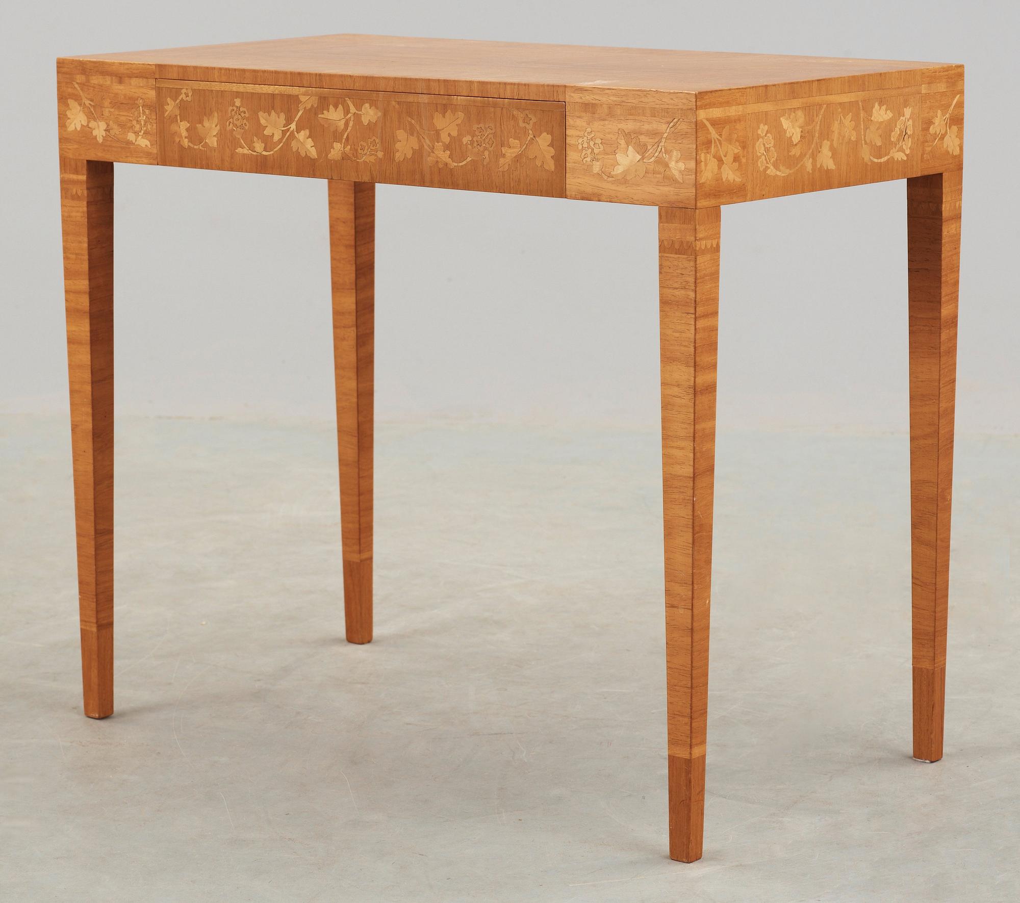 A Carl Malmsten marquetry table, Svensk Hemslöjd, Sweden 1937.