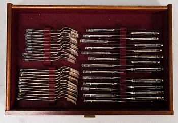 MAUNO HONKANEN, A 112-pcs set of 'Tähkä' silver cutlery in wooden box, mark of A. Tillander, Helsinki 1984-1991.