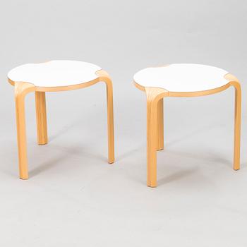 ALVAR AALTO, a pair of early 1990's 'X600' stools for Artek.
