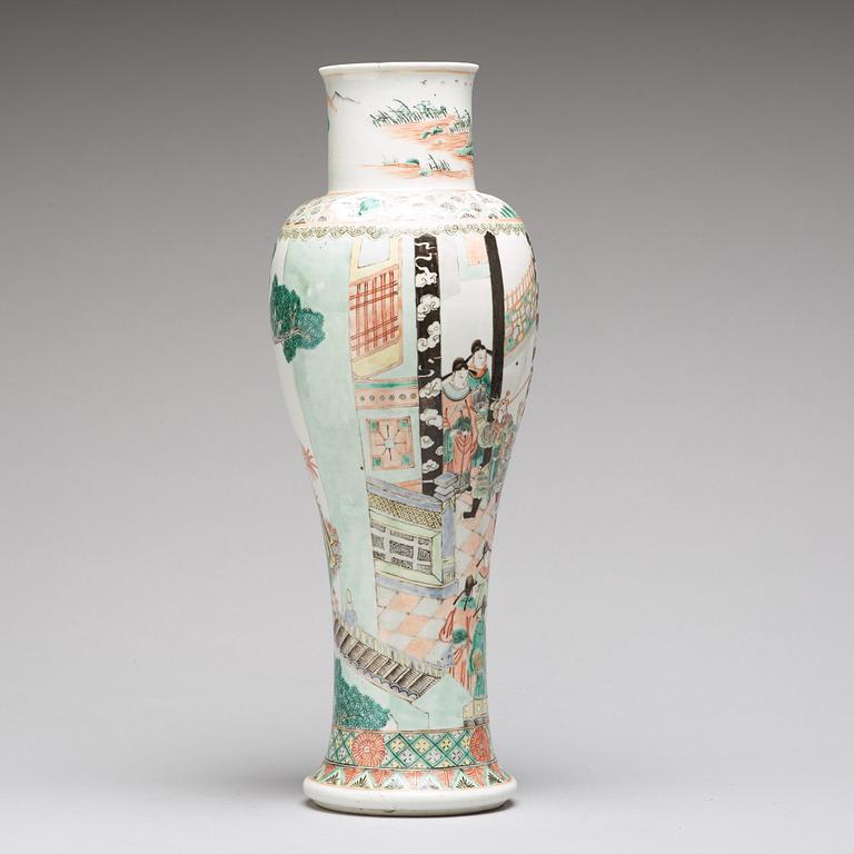 A famille verte baluster vase, Qing dynasty, 19th Century.