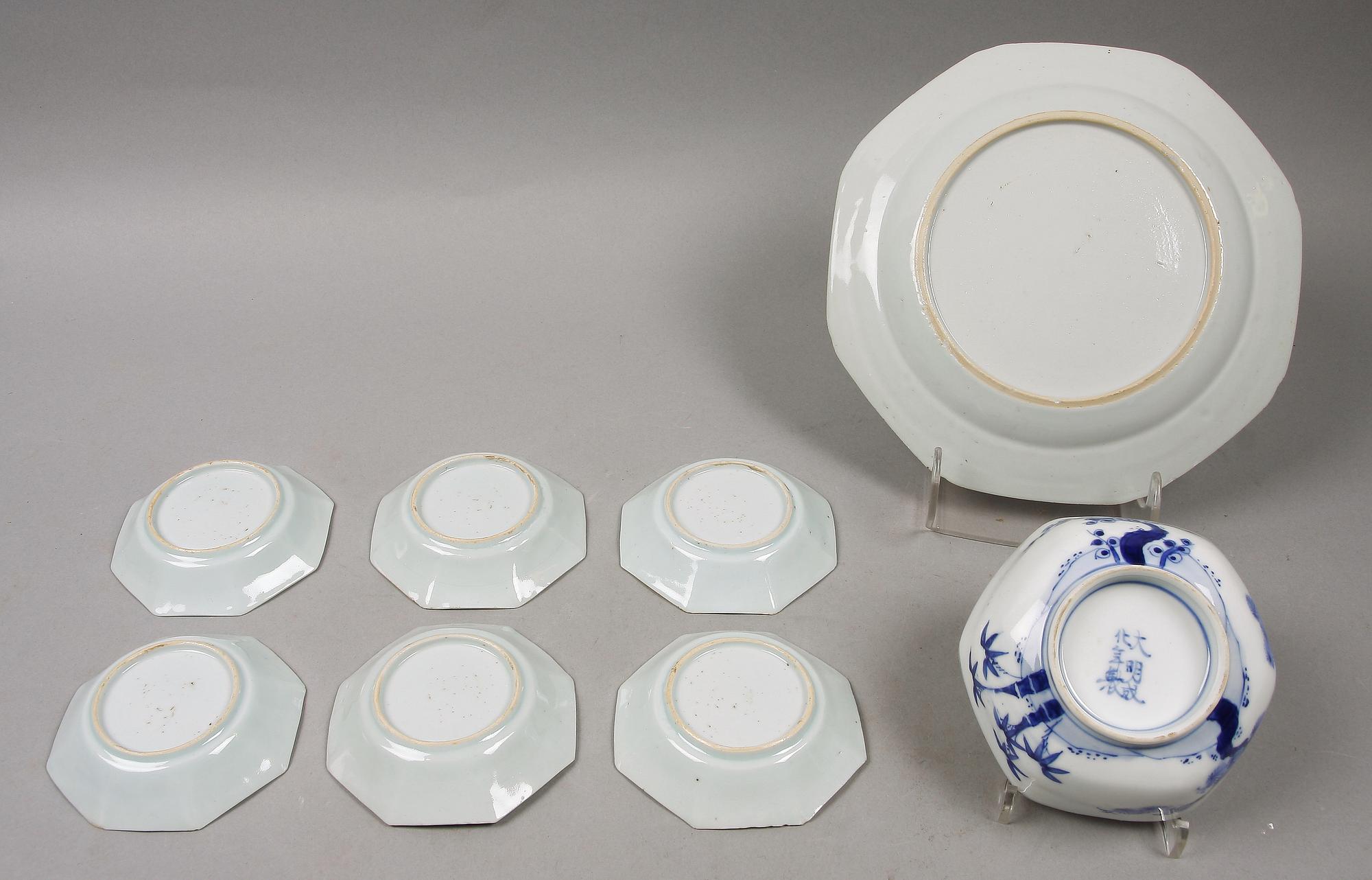 PARTIPORSLIN, 8 delar, Kina och Japan, 1700-1800-tal.