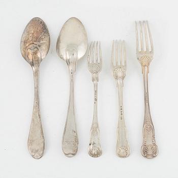Silver cutlery service parts, 18 pieces, including Pehr Blommert, Gävle 1825.