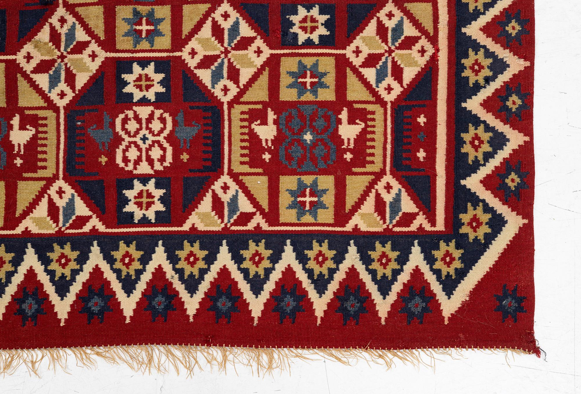 Cover, rya rug, southwestern Skåne, around the year 1900, Approx. 210 x 120 cm.
