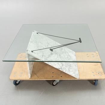 Coffee table, marble, glass, 1980s.