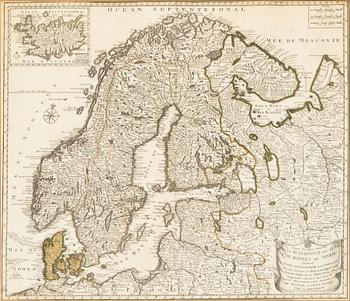 Guillaume Delisle, karta Skandinavien och Island, Regner & Iosue Ottens, Amsterdam ca 1740.