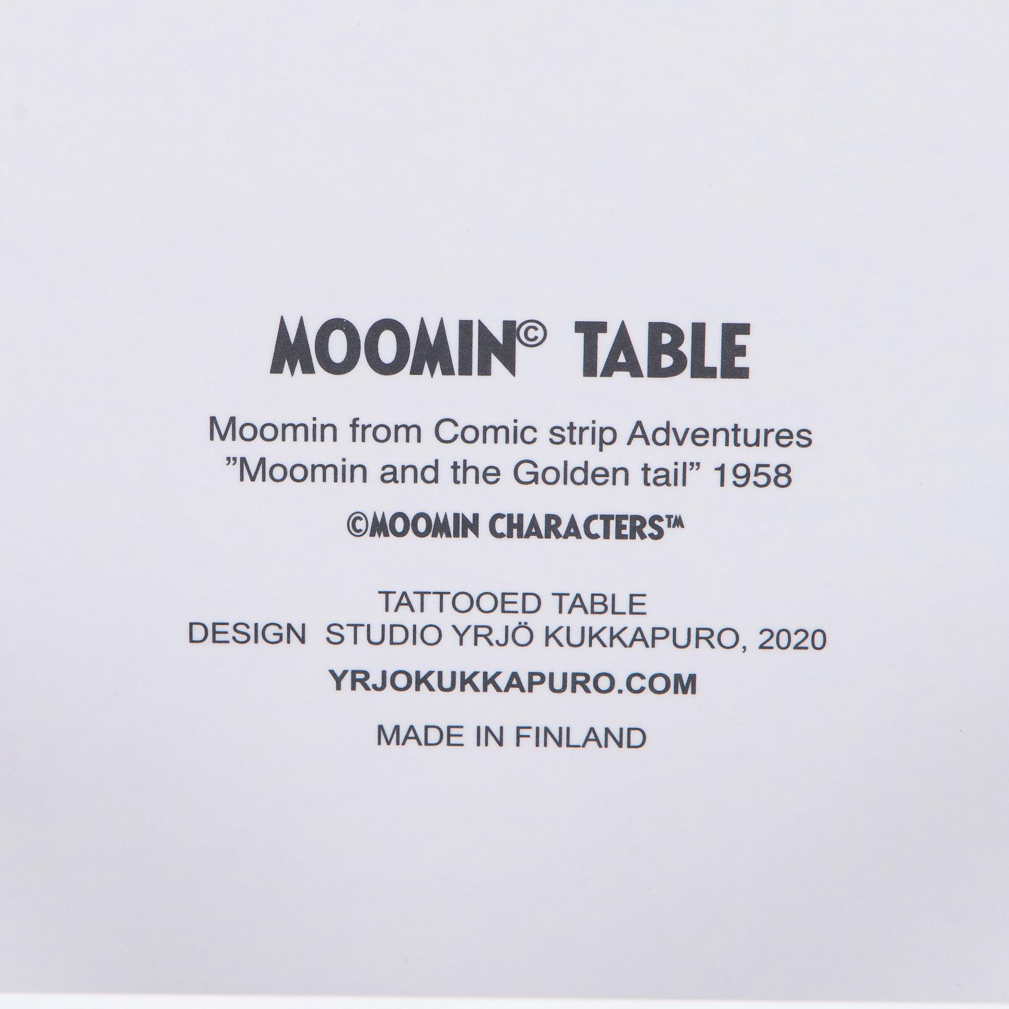 Yrjö Kukkapuro, Children's furniture, two 'Moomin S chairs'  and a table collaboration with Modeo and Moomin Characters.
