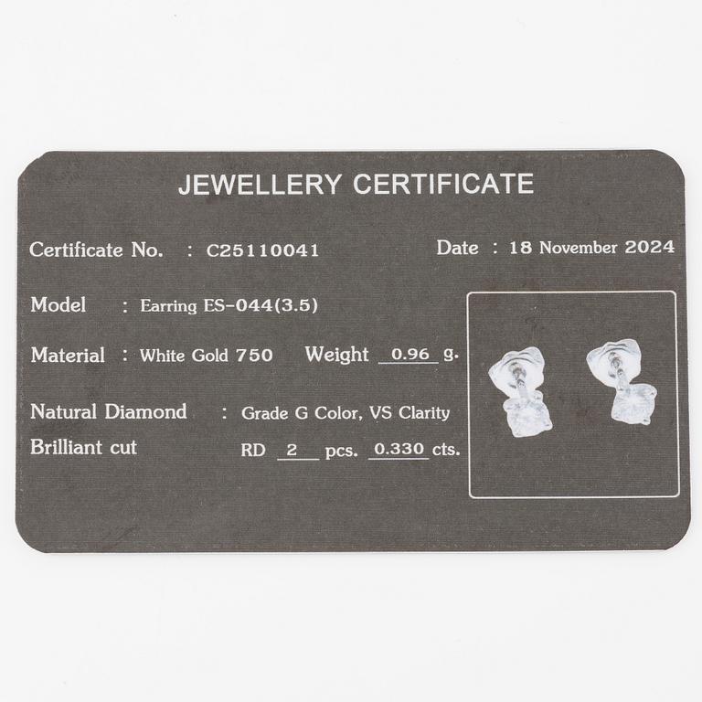 Örhängen 18K vitguld med briljantslipade diamanter.