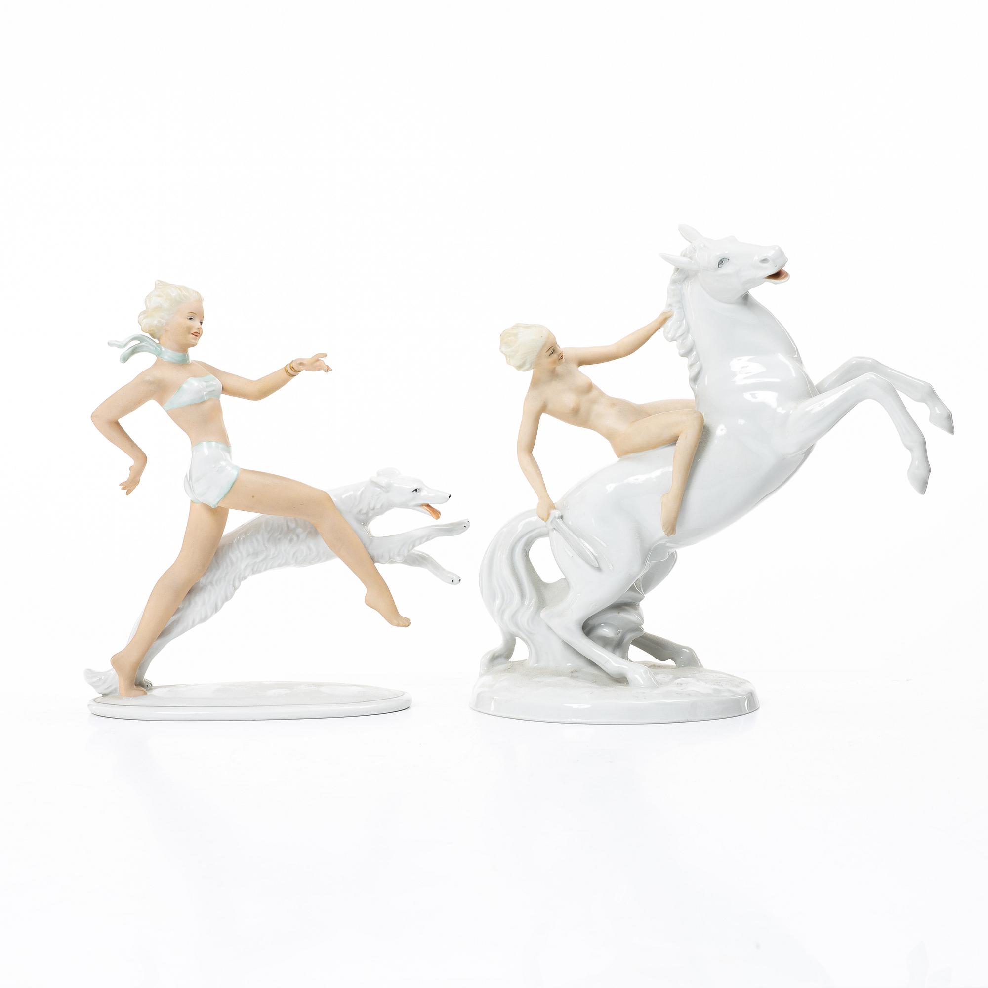 Figurines, 6 pieces, porcelain, including Schaubach Kunst, 20th century.