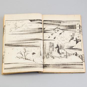 Sx woodblock illustration books, including HOKUSAI (1760-1849),