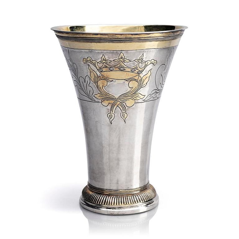 A parcel-gilt silver beaker, mark of Peter Ohlin, Karlskrona, Sweden, 1798.