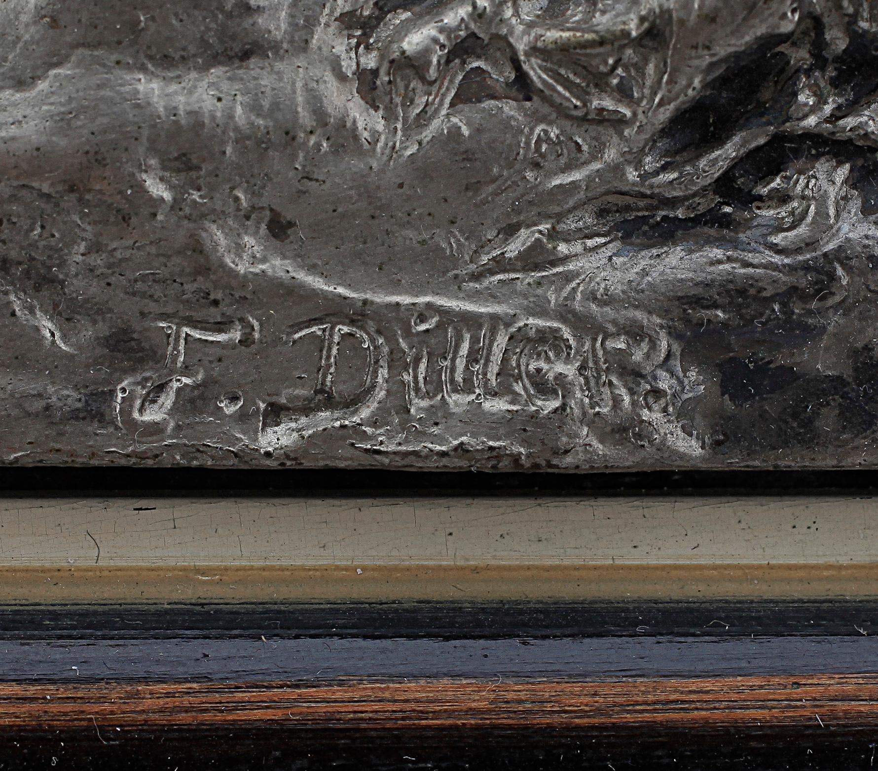 FRITZ DILLER, ett par, väggreliefer, nysilver, sign i gjutningen.