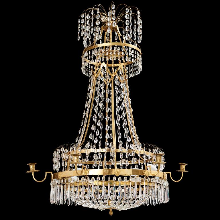A late Gustavian circa 1800 seven-light chandelier.