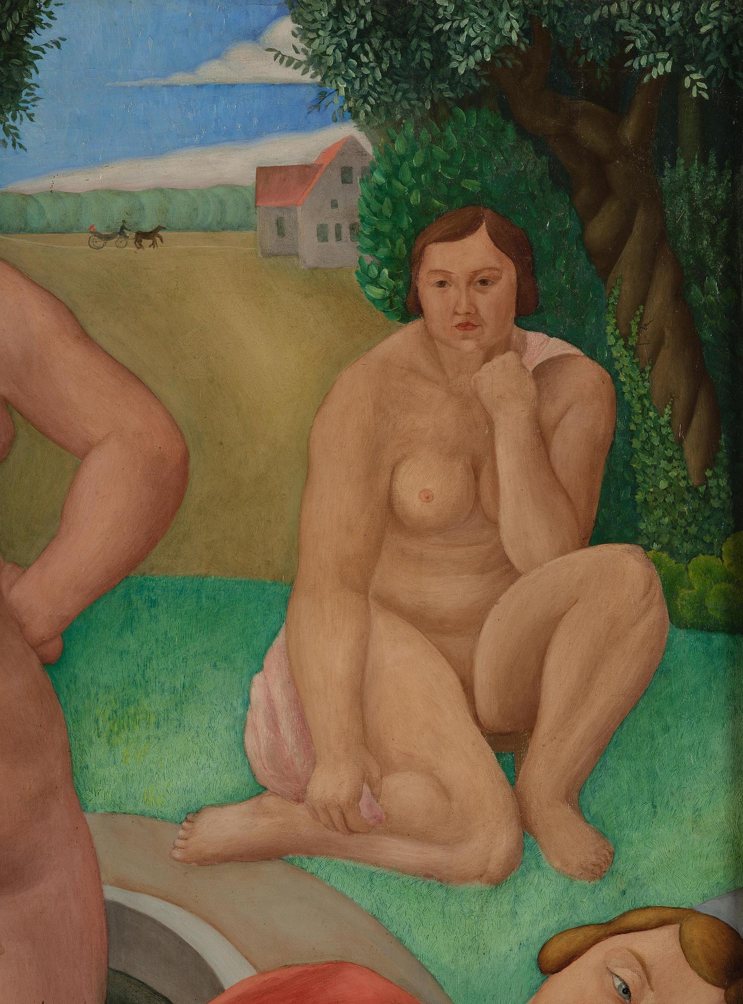 Mats Mason, Bathers by the swan pond.