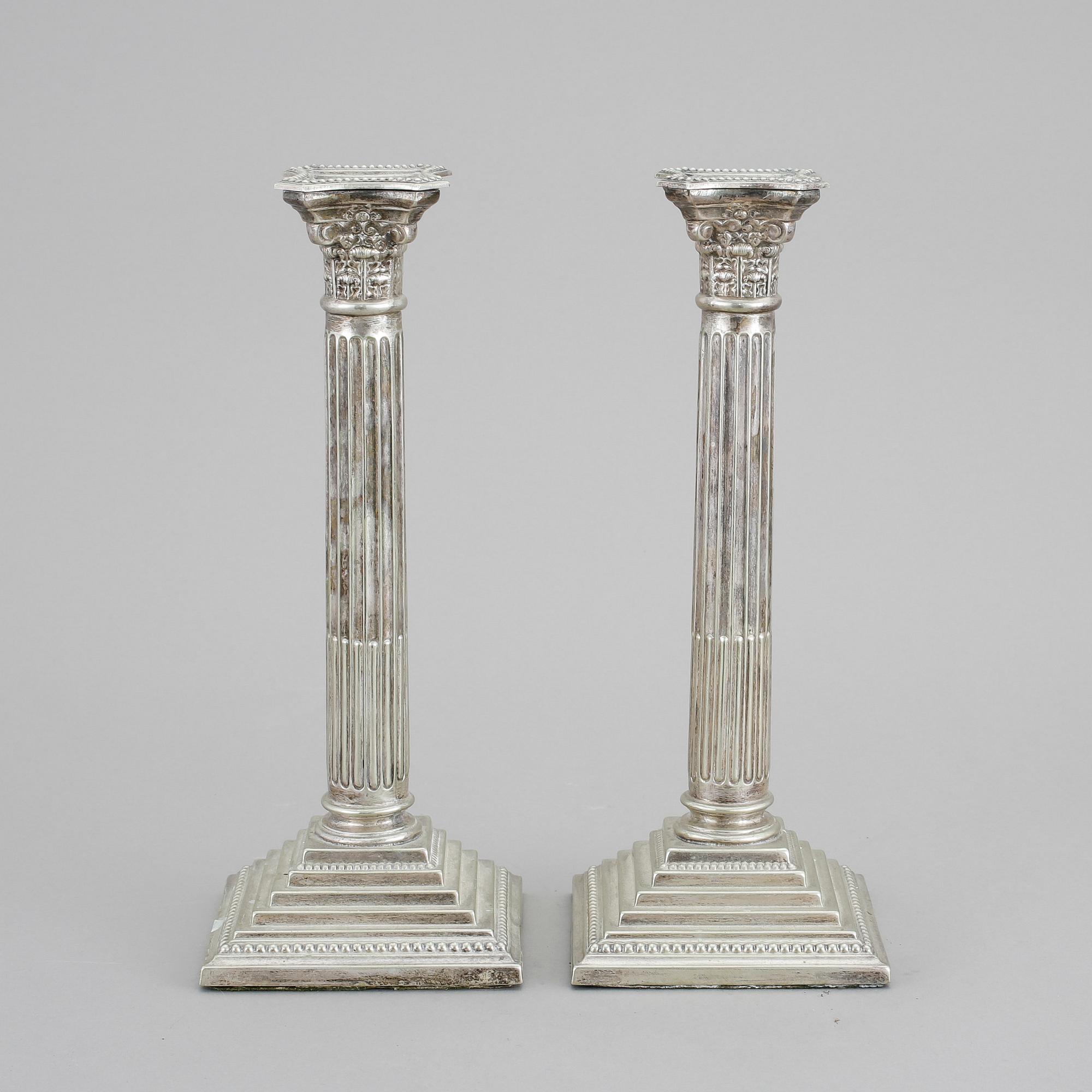 LJUSSTAKAR, ett par, pläter, 18/1900-tal.