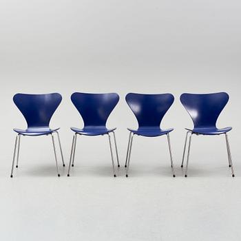 A set of four "Sjuan" chairs, Arne Jacobsen for Fritz Hansen, Denmark, 1989.