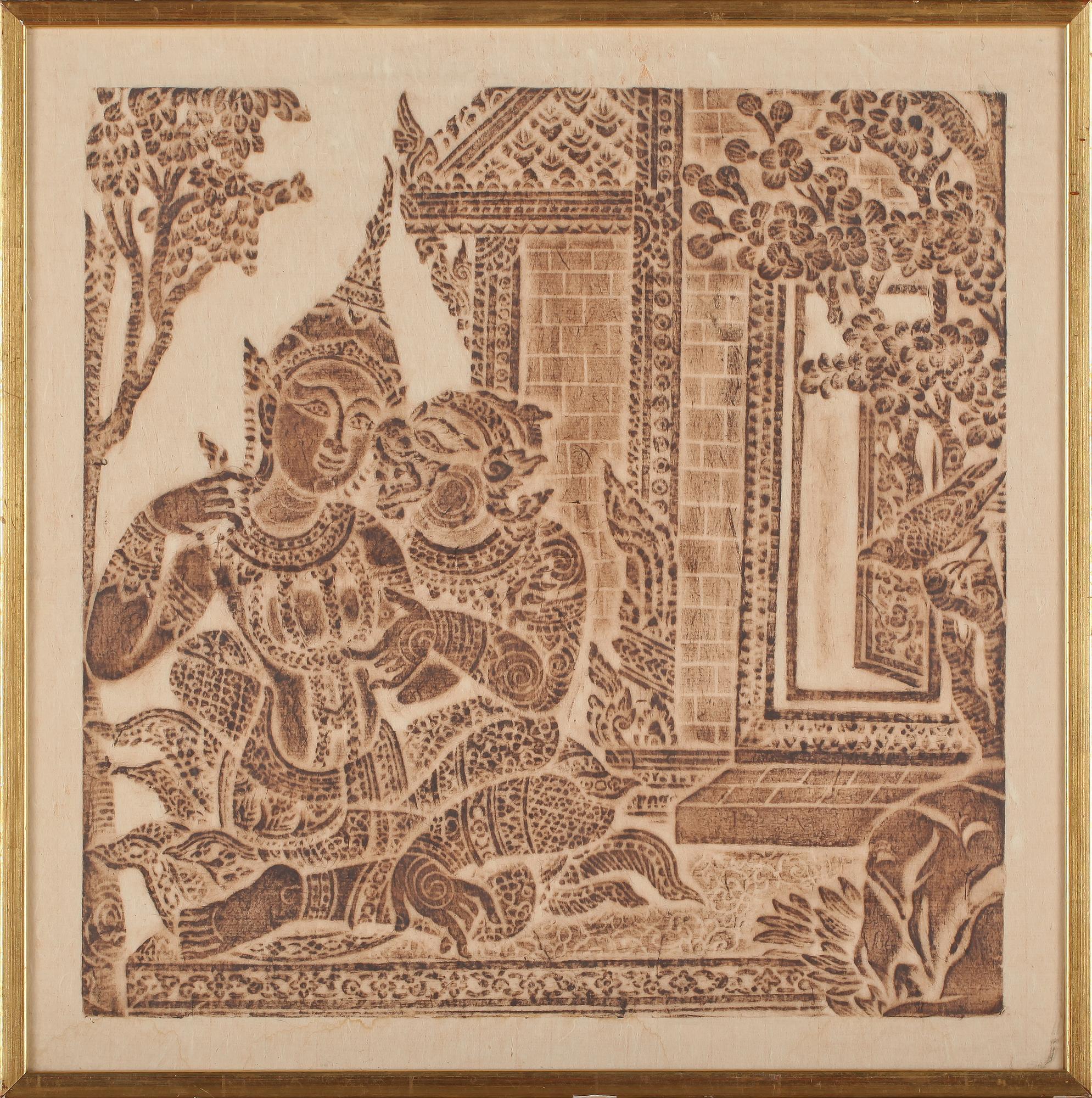 GRAFISKT BLAD, orientaliskt, 1900-tal.