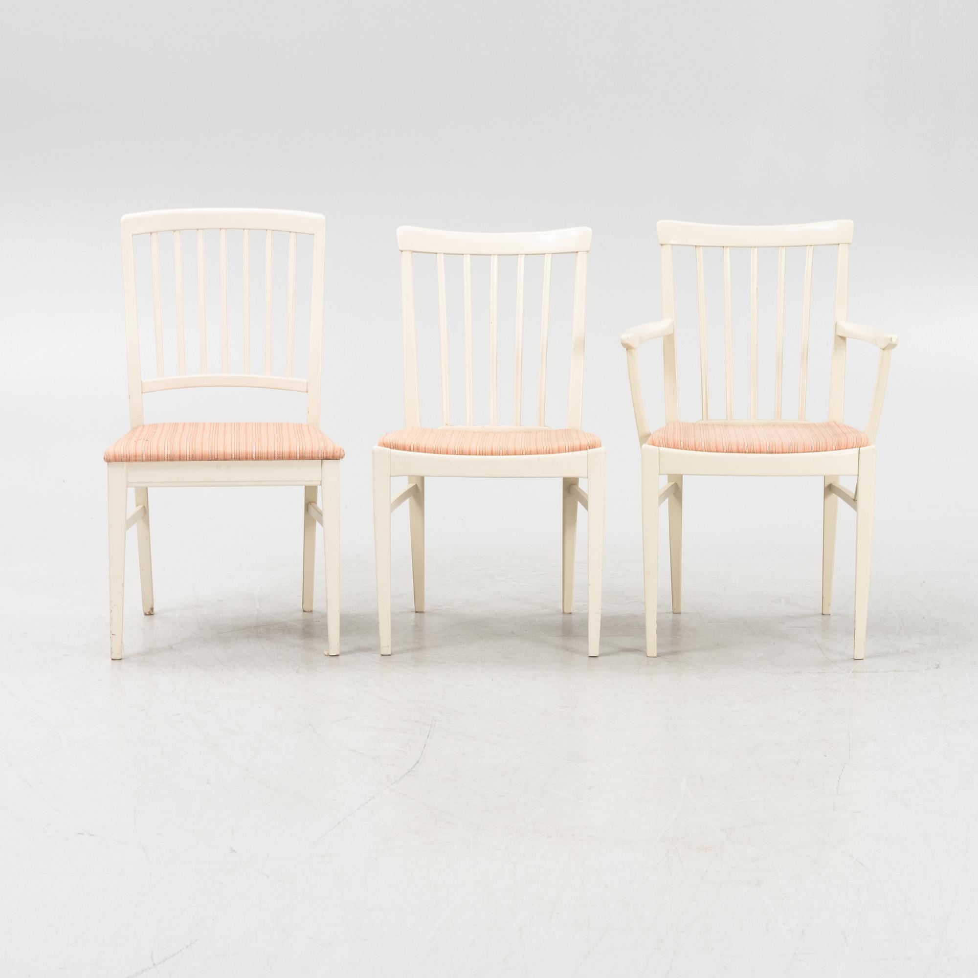 Carl Malmsten, two armchairs and six chairs, Bodafors, second part of the 20th Century.
