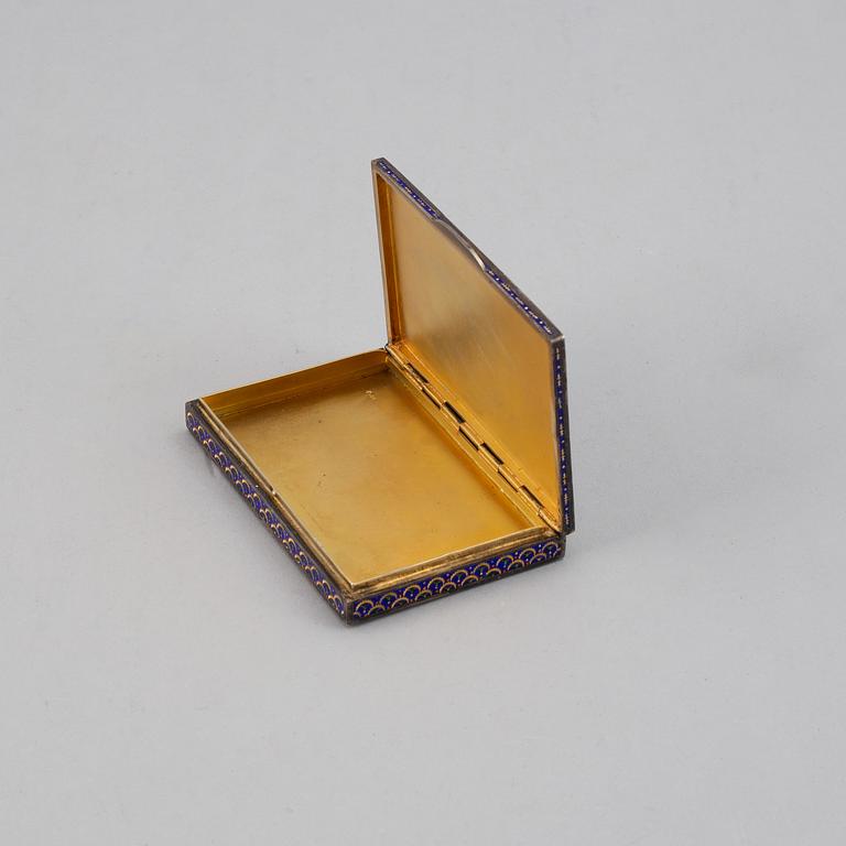 An Austrian-Hungary 20th century silver-gilt and enameld box, unidentified makers mark.
