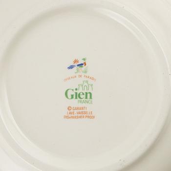 A 'Oiseaux de Paradis' faiance part dinner service, Gien, France, second half of the 20th century.