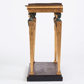 A gilt wood late Gustavian console table, circa 1800.