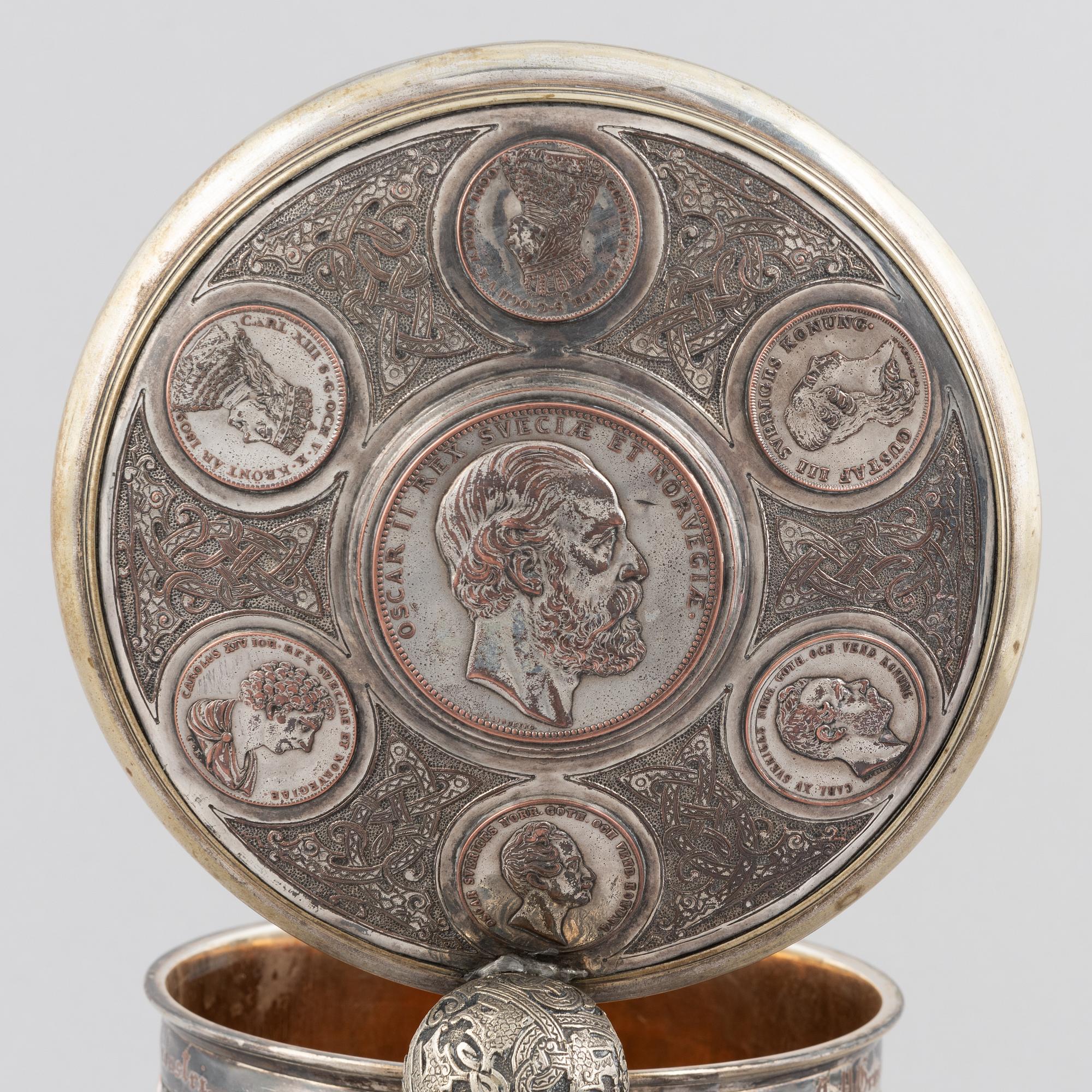 A Swedish late 19th century silver plated tankard, mark of GAB (Guldsmedsaktiebolaget), Stockholm.