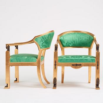 A pair of late Gustavian armchairs, Stockholm, around 1800.