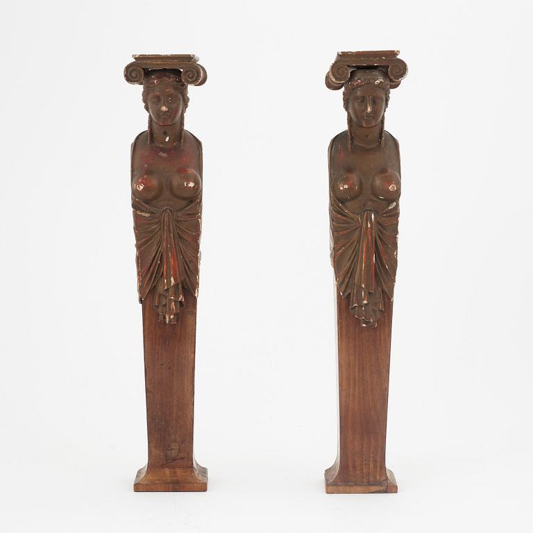 A pair of caryatid decorative elements, second half of the 19th century.