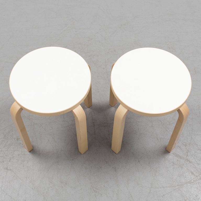 Two Alvar Aalto 'Model 60' stool, for Artek, Finland.