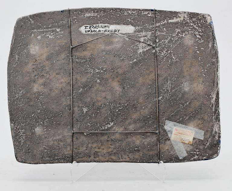 VÄGGPLAKETT, keramik. Taisto Kaasinen, Upsala Ekeby. Sign.