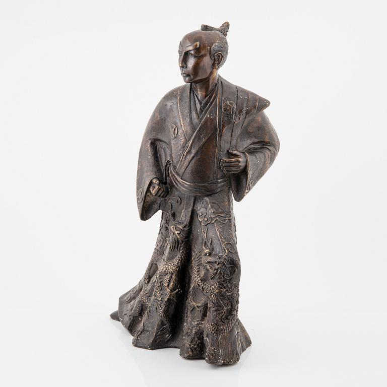 Skulptur föreställande Samuraj, brons. Japan, 1900-tal.