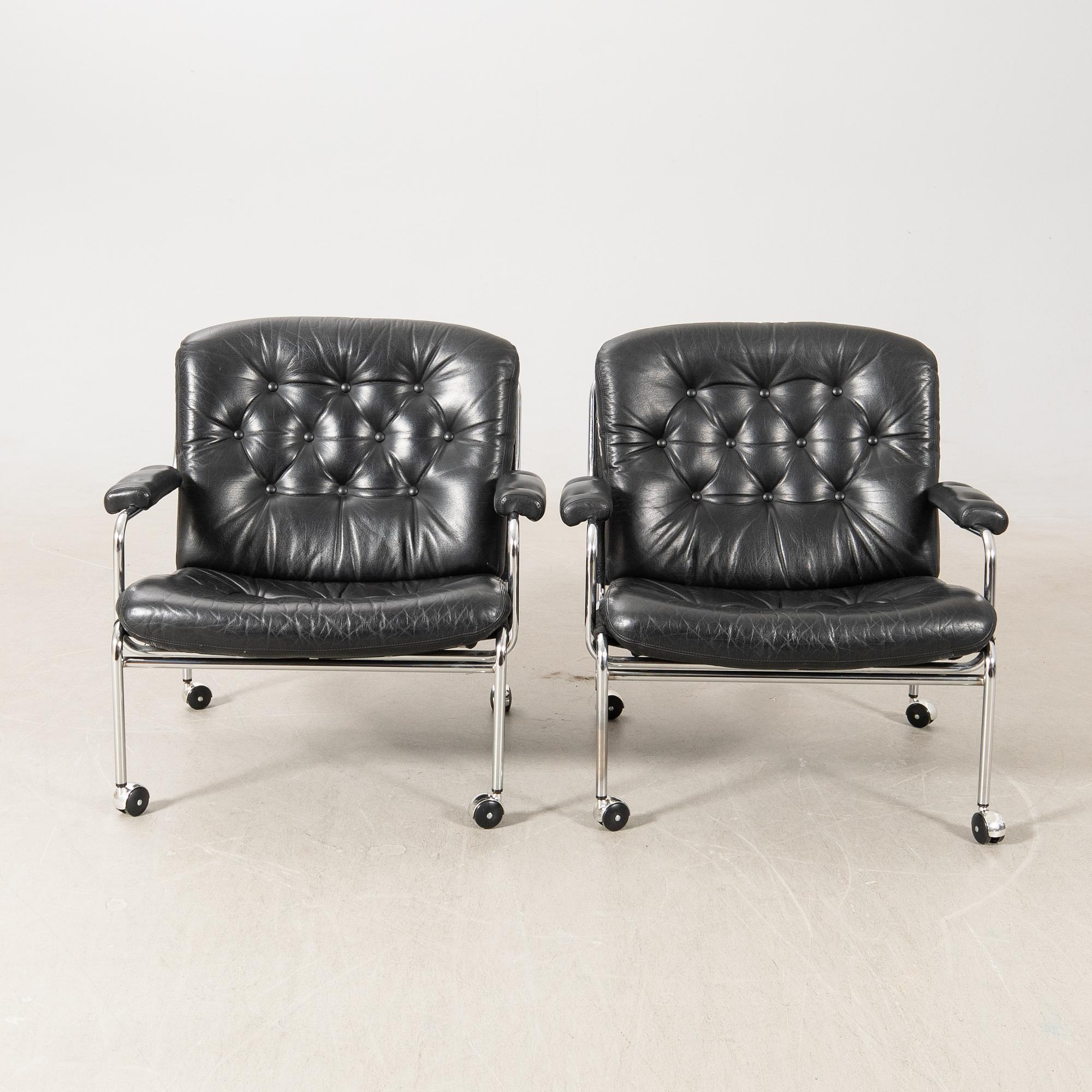 Pethrus Lindlöf, armchairs, a pair, "Eva", AB Lindlöfs Möbler, Lammhult, 1970s.