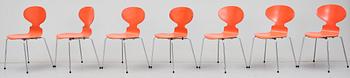 STOLAR, 7 st, "Myran", Arne Jacobsen för Fritz Hansen, 1985.
