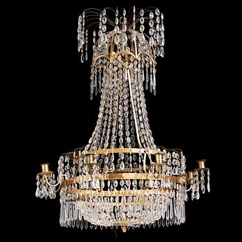 82. A late Gustavian nine-light chandelier, circa 1800.