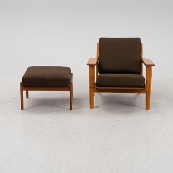 Hans J Wegner, fåtölj med fotpall, 'GE 290', Getama, Gedsted, Danmark.