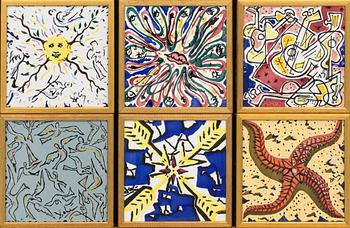 SALVADOR DALÍ, after. Six ceramic tiles, Spain.