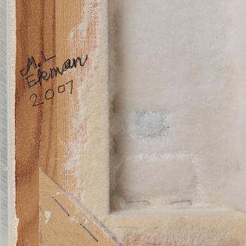 Marie-Louise Ekman, assemblage in plexiglass box, verso signed M-L Ekman and dated 2007.