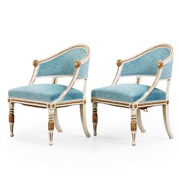 37. A pair of late Gustavian circa 1800 armchairs.