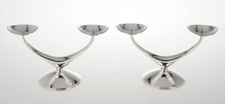 KANDELABRAR, ett par, silver, Wilhelm Binder, Tyskland 1900-talets första hälft.