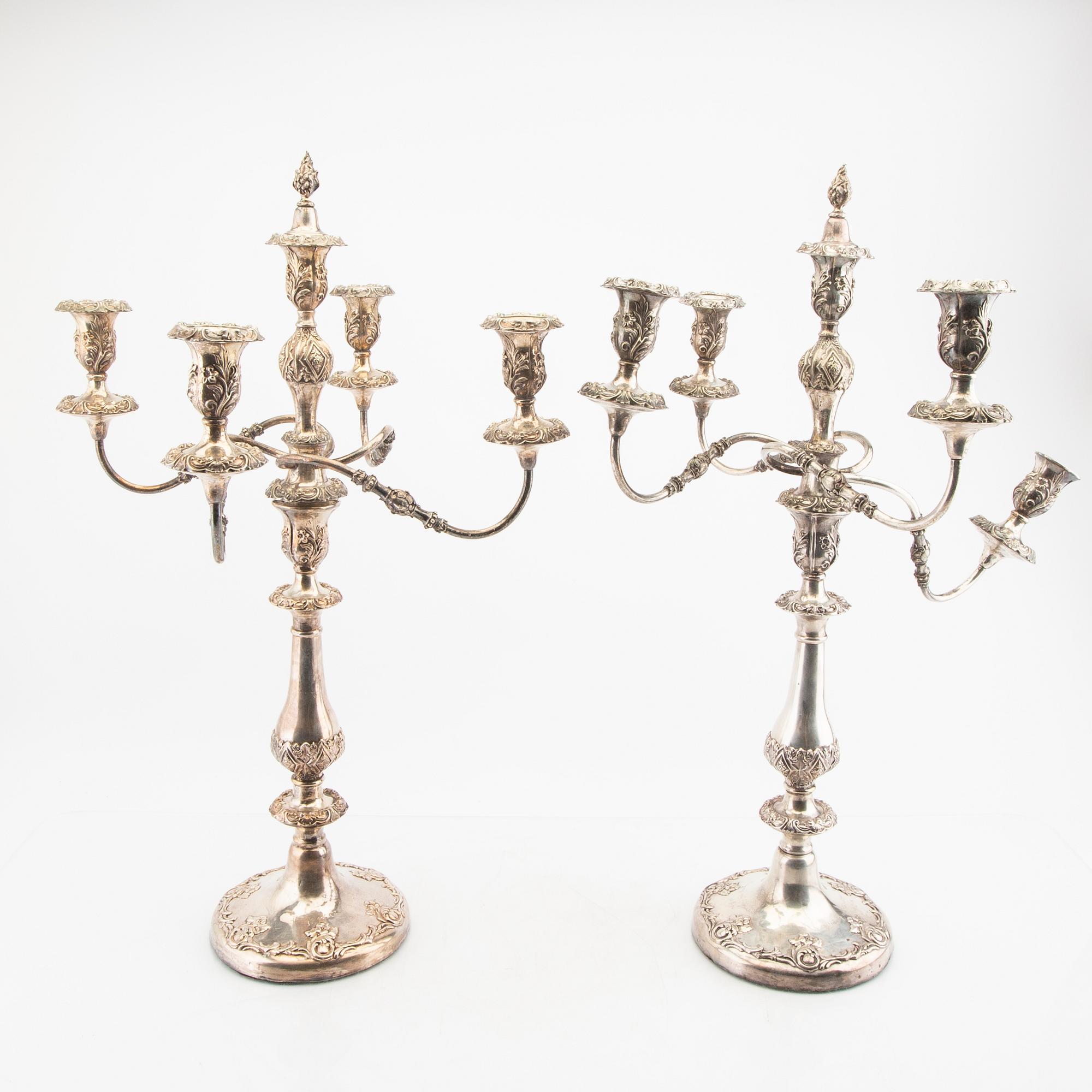 A pair of Ne Rococo epns candelabras mid 1800s.