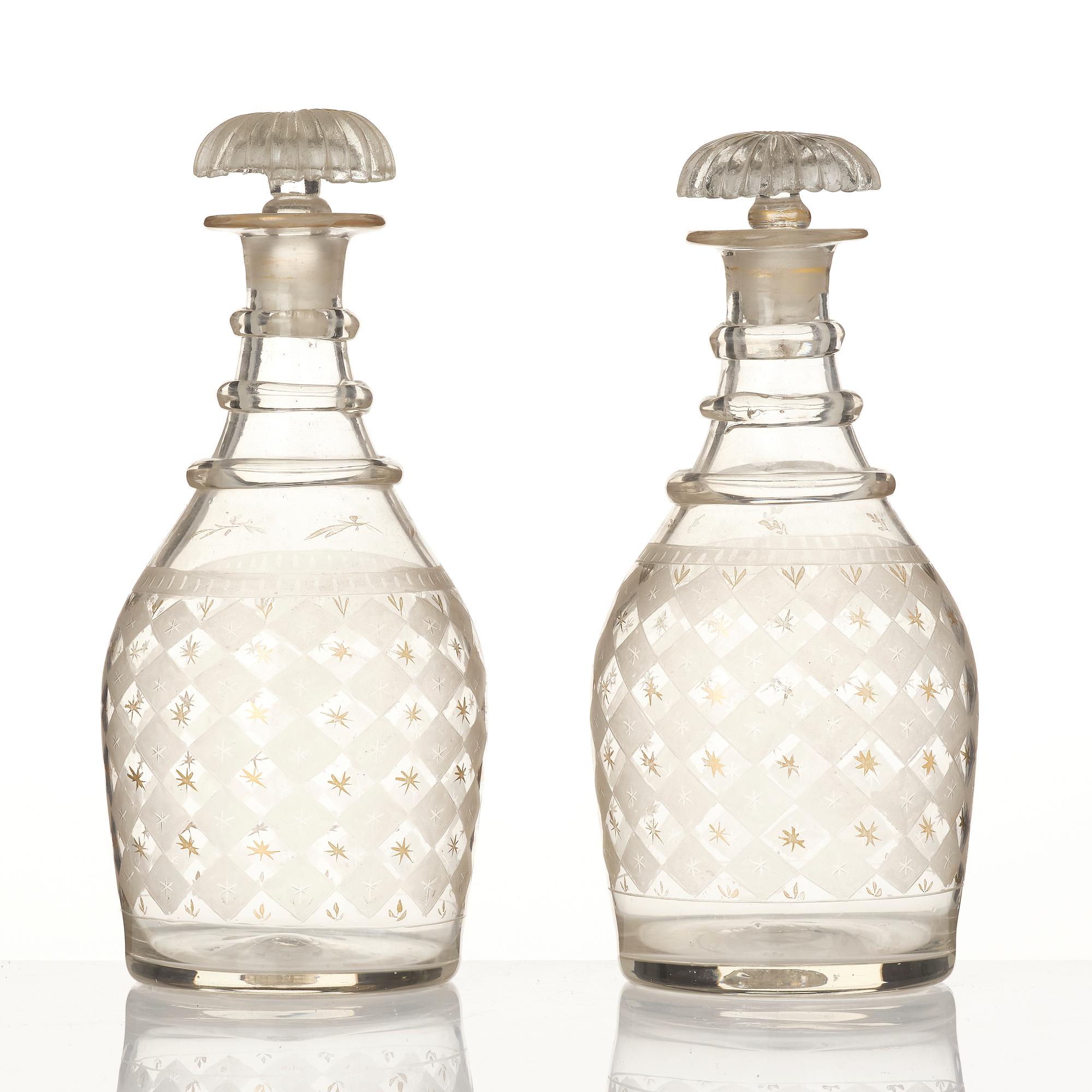 Decanters, a pair, possibly Kosta, circa 1900.
