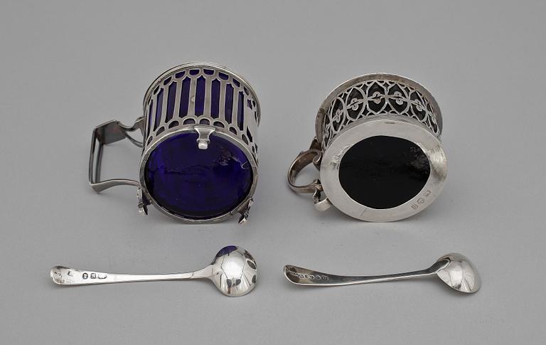 SENAPSBURKAR, 2 st, silver, Frankrike resp England, 1800-1900-tal.