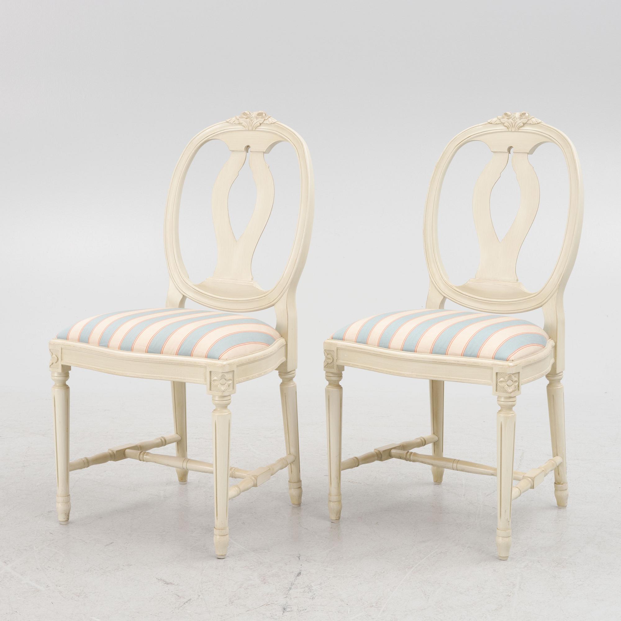 Ten Gustavian style chairs, Åmells.