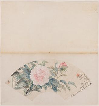 Fan painting, Peony, China, early 1900s.