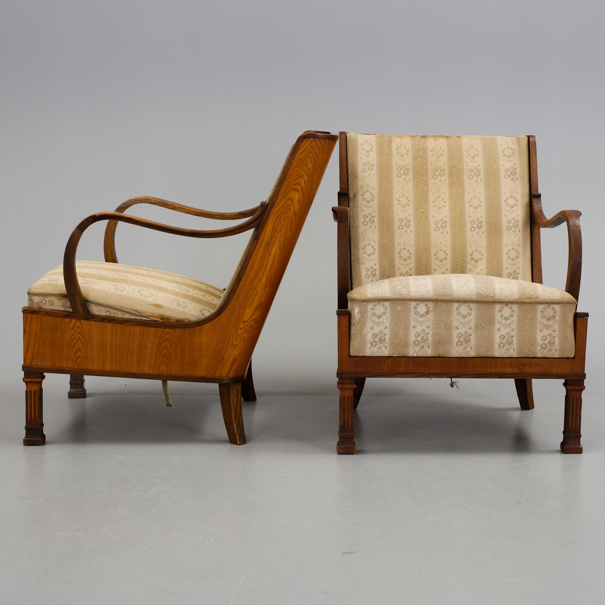FÅTÖLJER, ett par, tillskriva Erik Chambert, 1930-tal.