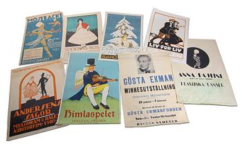 AFFISCHER, 8 st, tryck, bla "Brissons Blå Blondiner", 1920-50-tal.