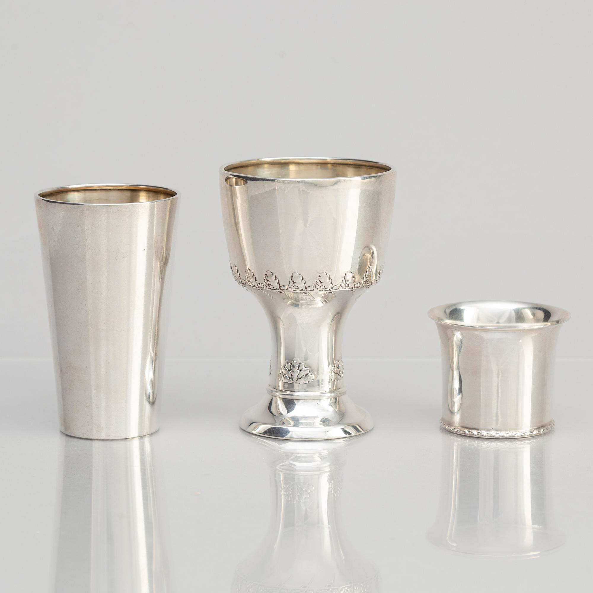 Ten Silver Beakers, 20th Century.