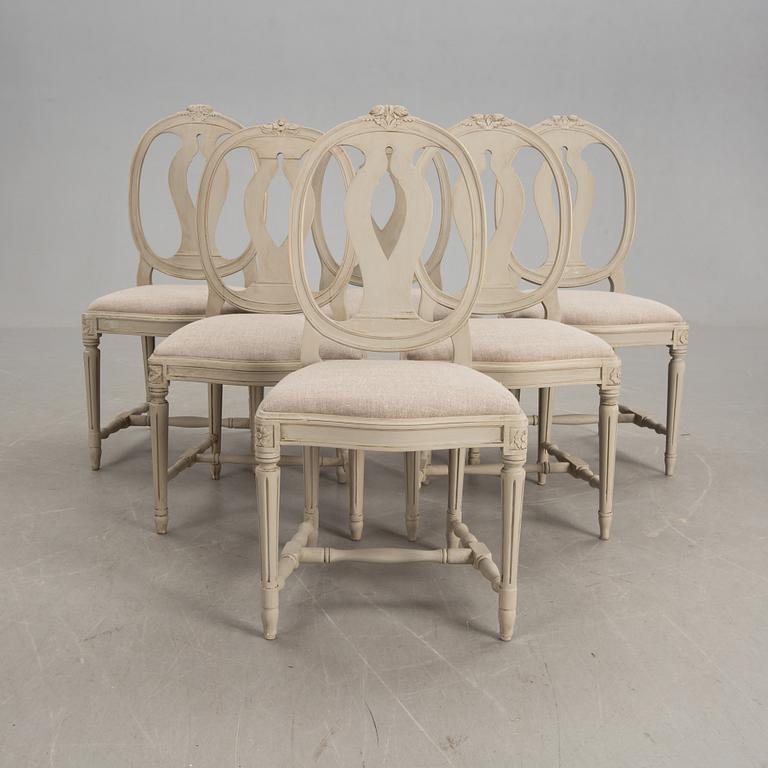 MATSALSMÖBLEMANG, 6+2 delar, gustaviansk stil, 1900-talets andra hälft.