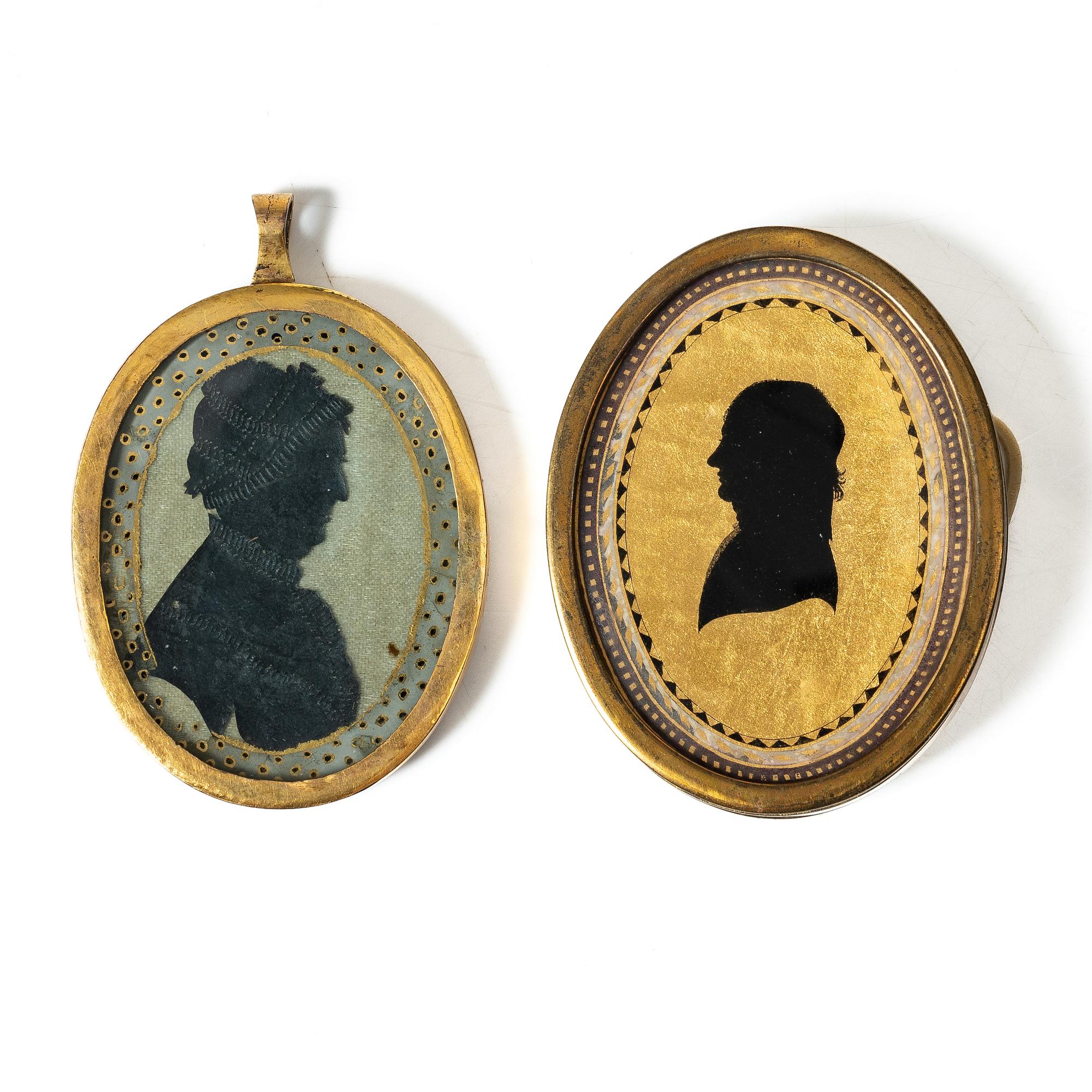 Siluettporträtt, två stycken, omkring år 1800, Sengustavianska.