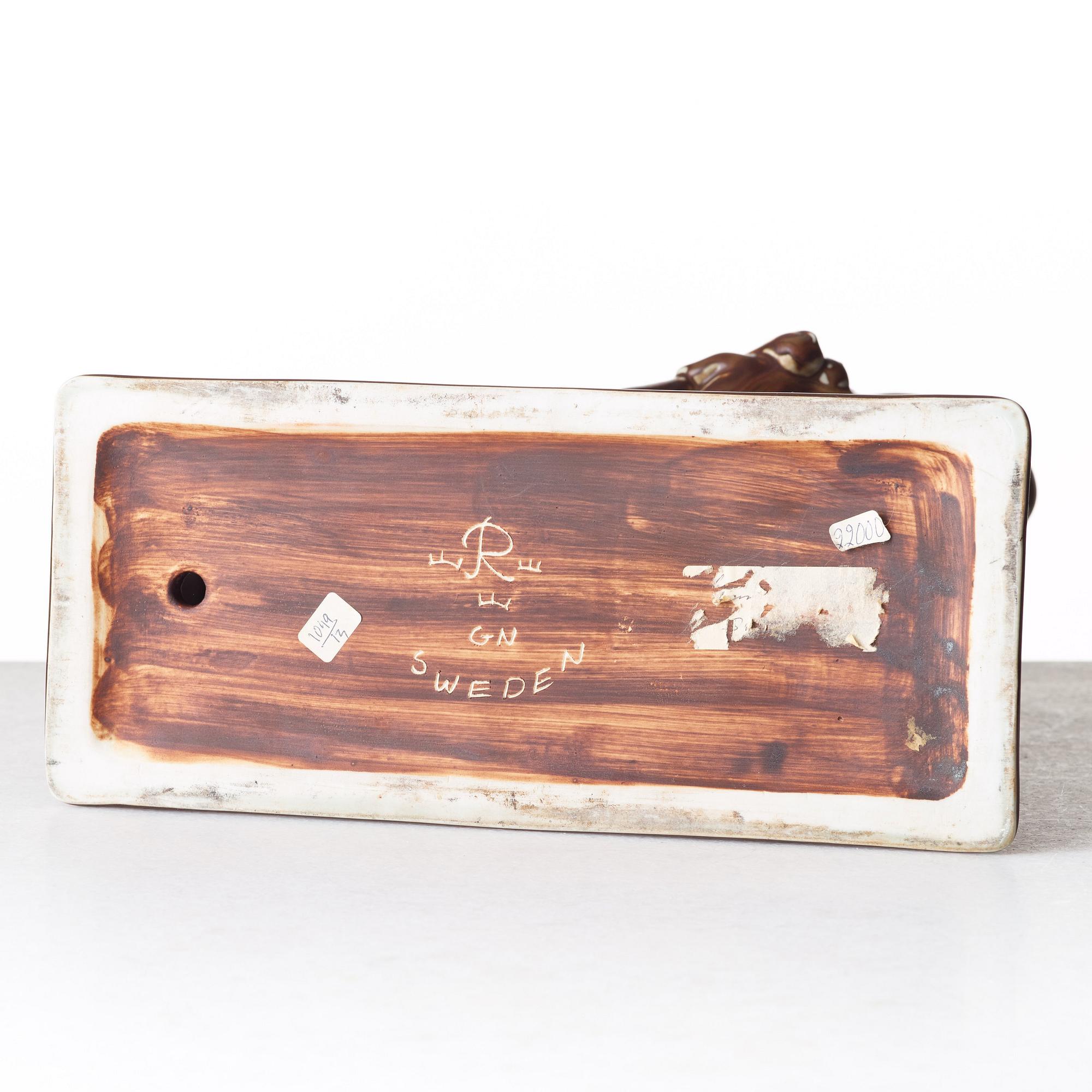 Gunnar Nylund, skulptur, "Androcles och lejonet", Rörstrand 1950-tal.