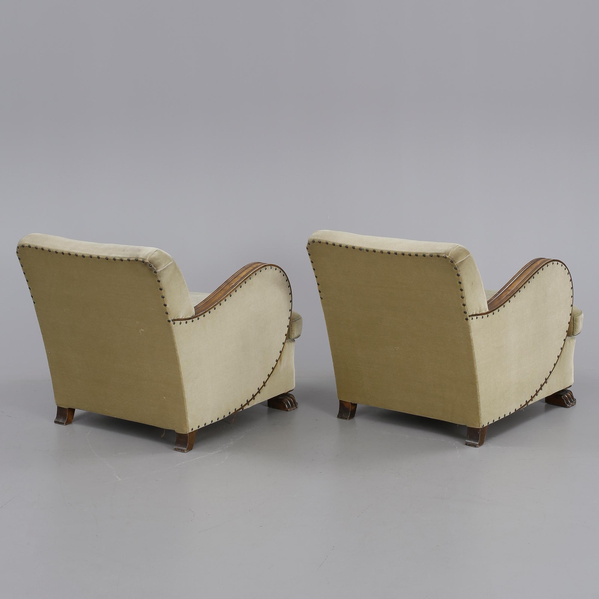 FÅTÖLJER, ett par, art deco, 1900-talets andra kvartal.